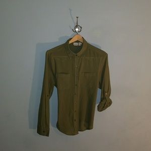 Olive green gauze safari button down